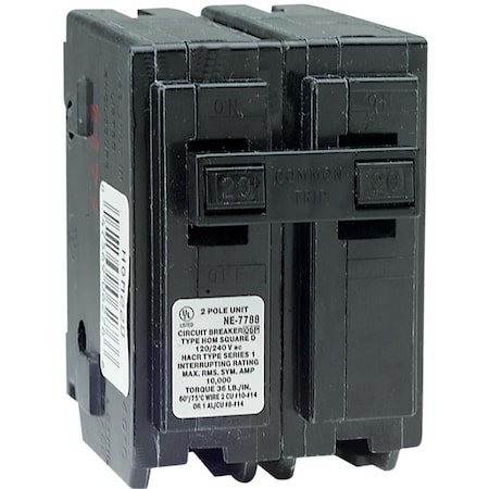 Schneider Electric Circuit Breaker, HOM Series, 50A, 2 Pole, 120/240V AC, 10kA 3205606
